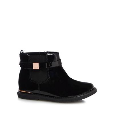 Girls' black patent ankle boots